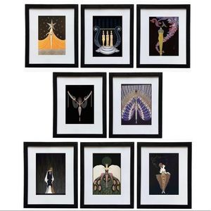COPY - COPY - - Set of 8 Erte framed Prints 8x10